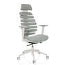 Professional Office Chair ERGO LINE W with grey fabric upholstery, segmented backrest and white frame by hjh OFFICE