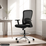 Black Top Work 44 work chair with mesh backrest and foot ring by hjh OFFICE (AI-generated image)