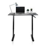 Black Standing desk STAND CR with laptop, desk lamp and two small plants by hjh OFFICE