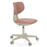 Pink Swivel Chair – Children KID CLASSIC with padded seat and five-caster base by hjh OFFICE – 360-degree view (front three-quarter view 60°)