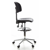 Black Counter chair TOP WORK 23 with foot ring and five-caster base by hjh OFFICE – 360-degree view (side profile 80°)