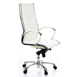 Cream white Professional Executive Chair PARMA 20 with cross stitching and five-caster base by hjh OFFICE – 360-degree view (front three-quarter view 60°)