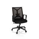 Black Home Office Chair ENCO with mesh back and five-caster base by hjh OFFICE – 360-degree view (front view 20°)