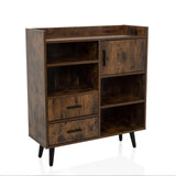 Brown Chest of drawers MYRDAL with open compartments, two drawers and black feet by hjh LIVING – 360-degree view (front three-quarter view 30°)