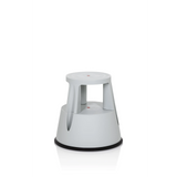 Light grey Step stool TIO-M I with round step surface and black floor ring by hjh OFFICE – 360-degree view (front view 20°)