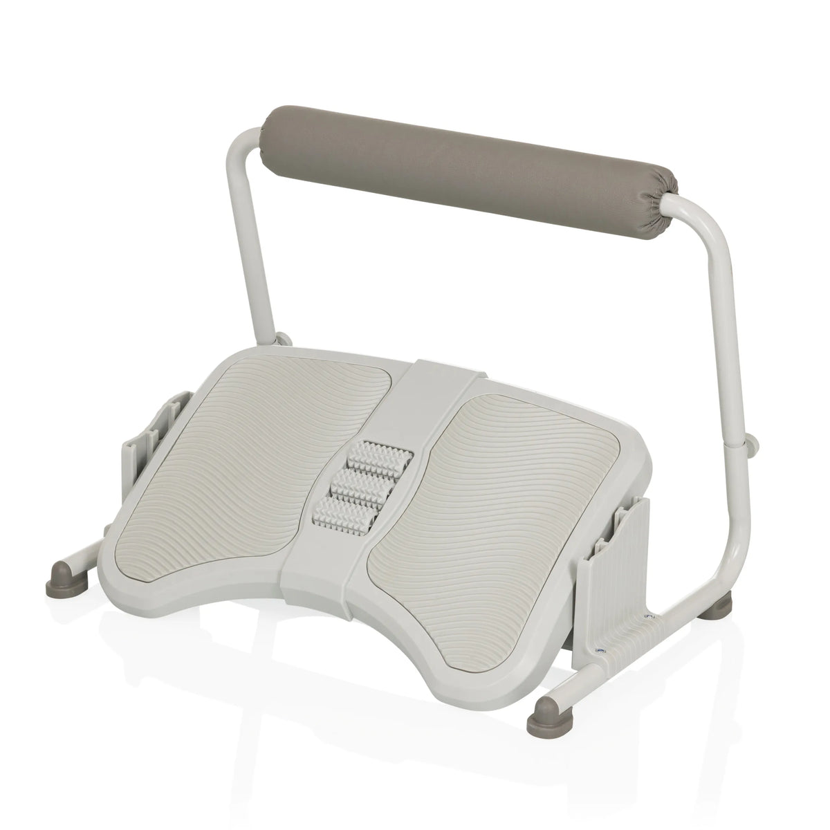 Light grey Footrest PODI FMW with a textured surface and a padded support by hjh OFFICE – 360-degree view (front three-quarter view 45°)