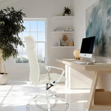 Beige Home Office Chair STRYKA W with white armrests and caster base by hjh OFFICE