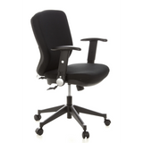 Black Professional Office Chair TRAFFIC 20 with armrests and five-caster base by hjh OFFICE – 360-degree view (front three-quarter view 60°)