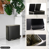 Double wastepaper bin CLEAN XI in black with two separation bins and pedal operation by hjh OFFICE (AI-generated image)