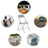 Grey TUDELA BASIC folding chair made of PVC with various application examples in circular cut-outs by hjh OFFICE