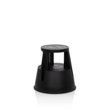 Black Step stool TIO-M I with round step surface and conical base by hjh OFFICE – 360-degree view (front view 20°)