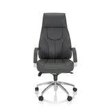 Grey Professional Executive Chair ELEGANCE I with armrests and a polished five-caster base by hjh OFFICE – 360-degree view (front view 0°)