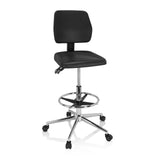 Black Counter chair TOP WORK 11 I with footring and five-caster base by hjh OFFICE – 360-degree view (front view 20°)