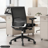 Black professional office chair PORTO BASE with mesh backrest and armrests by hjh OFFICE (AI-generated image)
