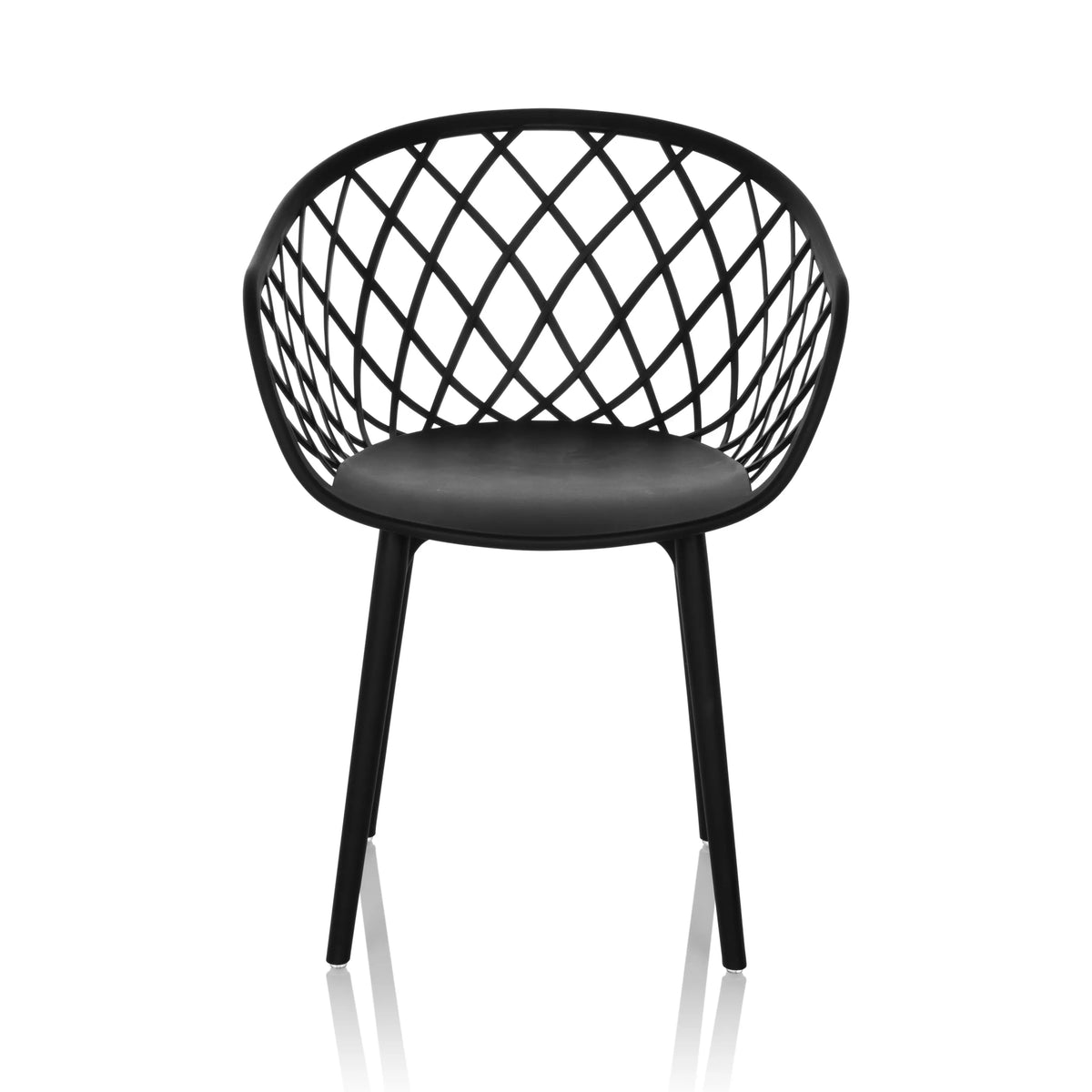 Black Shell chair BEGIO B with grid-like backrest and four legs by hjh OFFICE – 360-degree view (front view 0°)