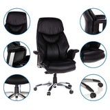 Luxury Executive Chair PRADO in black with detailed views of the headrest, armrest, seat and base by hjh OFFICE