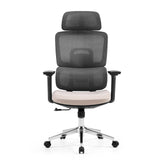Dark grey Professional Office Chair Ergomy Pro with beige seat, mesh back and five-caster base by hjh OFFICE – 360-degree view (front view 0°)