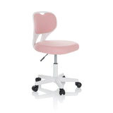 Pink Swivel Chair – Children KIDDY TOP W with white frame and five-caster base by hjh OFFICE – 360-degree view (front three-quarter view 60°)