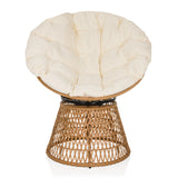 Outdoor chair WEAVORA in beige with a woven base and a large, soft seat cushion by hjh LIVING