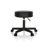 Black Swivel stool OPERATOR I with padded seat and five-caster base by hjh OFFICE – 360-degree view (front view 0°)