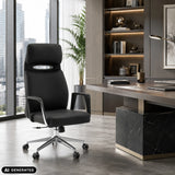 Schwarzer Profi-Chefsessel VELVET ECO mit Chromgestell und Teppichbodenrollen von hjh OFFICE