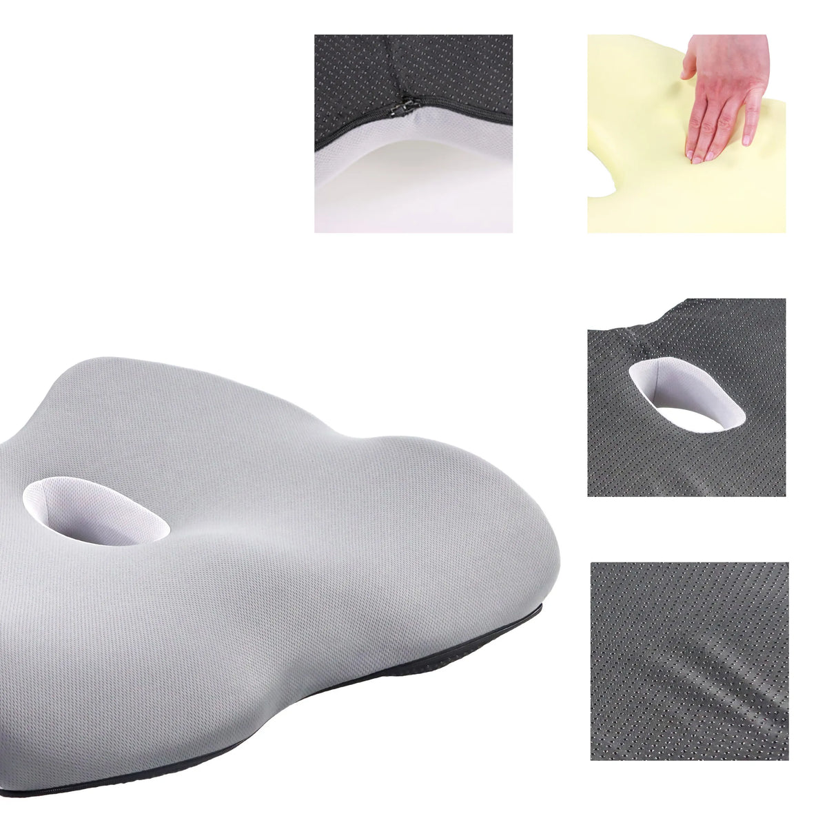 Grey Seat Cushion MEDISIT IV with removable cover, foam core and cutout by hjh OFFICE