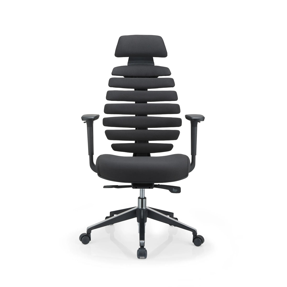 Black Professional Office Chair ERGO LINE II PRO with fabric upholstery and five-caster base by hjh OFFICE – 360-degree view (front view 0°)