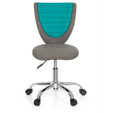 Grey-turquoise Swivel Chair – Children KIDDY COMFORT with star base and five castors by hjh OFFICE – 360-degree view (front view 0°)