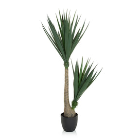 Kunstpflanze YUCCA in Grün mit schmalen Blättern und schwarzem Topf von hjh OFFICE