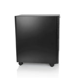 Black metal Mobile Drawer Unit COLOR I with three drawers and four castors by hjh OFFICE – 360-degree view (side profile 80°)