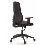 Black Professional Office Chair PRO-TEC 100 with armrests and five-caster base by hjh OFFICE – 360-degree view (rear three-quarter view 120°)