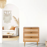 Chest of drawers BOHEO K made of oak with three drawers and Vienna mesh by hjh LIVING