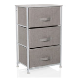 Grey Chest of drawers FOLDRESS M with three fabric drawers and a white frame by hjh LIVING – 360-degree view (front three-quarter view 30°)