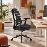 Black Professional Office Chair ERGO LINE II with segmented backrest and caster base by hjh OFFICE (AI-generated image)