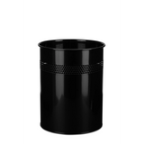 Black wastepaper CLEAN III with perforated hole pattern in the upper area by hjh OFFICE – 360-degree view (front view 0°)