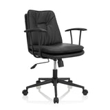 Black Home Office Chair SMALLO with padding and five-caster base by hjh OFFICE – 360-degree view (front three-quarter view 40°)