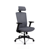 Grey Professional Office Chair CAPTIVO with mesh back, headrest and five-caster base by hjh OFFICE – 360-degree view (front three-quarter view 40°)