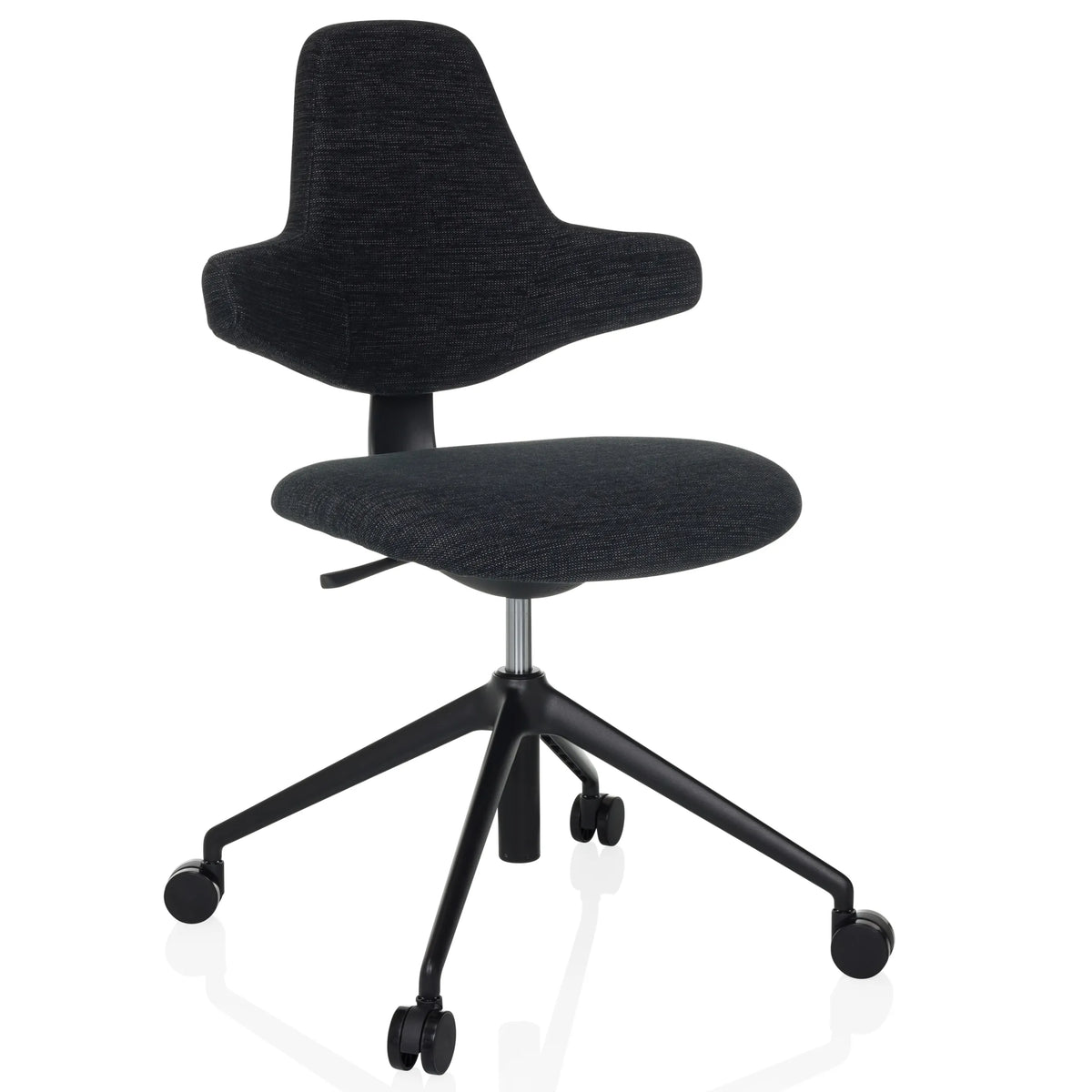 Black Professional Office Chair PALIANO with padding and five-caster base by hjh OFFICE – 360-degree view (front view 15°)