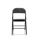 Dark grey Folding chair TUDELA I with velvet fabric cover and black frame by hjh OFFICE – 360-degree view (front view 0°)