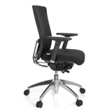 Black Professional Office Chair ASTRA BASE with armrests and five-caster base by hjh OFFICE – 360-degree view (side profile 80°)