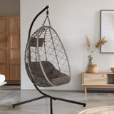 Hanging chair COCOVA with grey upholstery and black frame by hjh LIVING