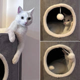 Grey Cat cave PAWY R with soft, white inner lining and toy ball by hjh LIVING