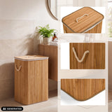 Falster 72 laundry basket made of bamboo with rope handles and lid by hjh LIVING (AI-generated image)