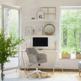 Home Office Chair SOLAO HOME in grey with fabric upholstery and white base at a desk by hjh LIVING