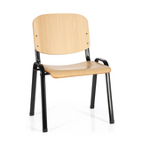 Four-legged chair XT 600 SW H with beech seat and backrest and black frame by hjh OFFICE – 360-degree view (front view 20°)