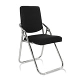 Black Folding chair ESTO with fabric cover and chrome frame by hjh OFFICE – 360-degree view (front three-quarter view 40°)