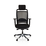 Black Professional Office Chair IKAST I with mesh back and glossy five-caster base by hjh OFFICE – 360-degree view (front view 0°)