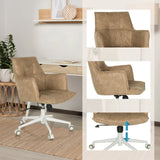 Beige Home Office Chair SOLAO LIFE W with height-adjustable seat and white base by hjh LIVING