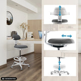 Adjustable backrest, seat and height of the TOP WORK 40 W work chair by hjh OFFICE (AI-generated image)