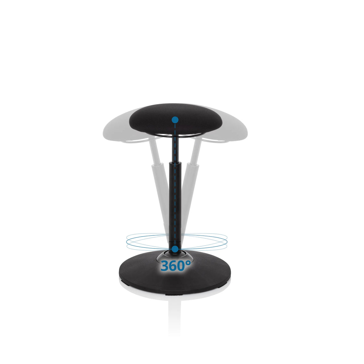 360-degree swivel function of the black standing aid BALANCE SIT by hjh OFFICE